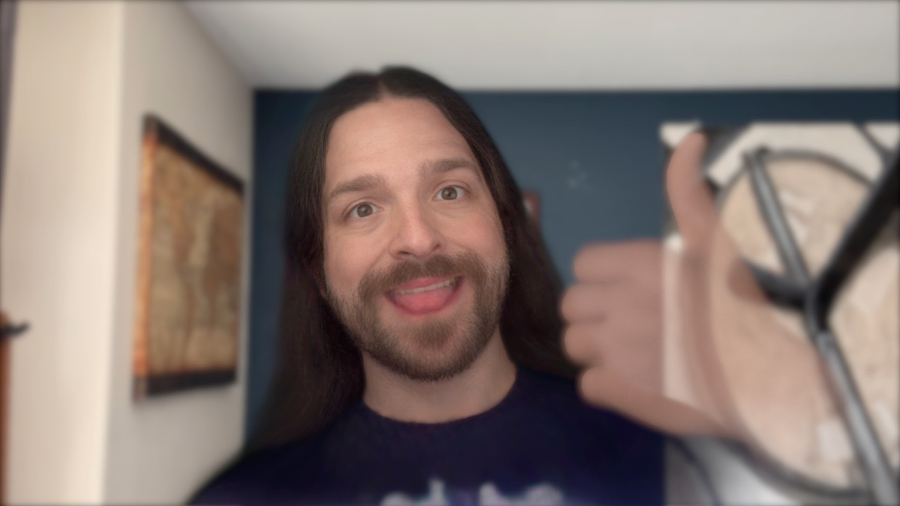Jett's visionOS persona smiling and giving thumbs-up
