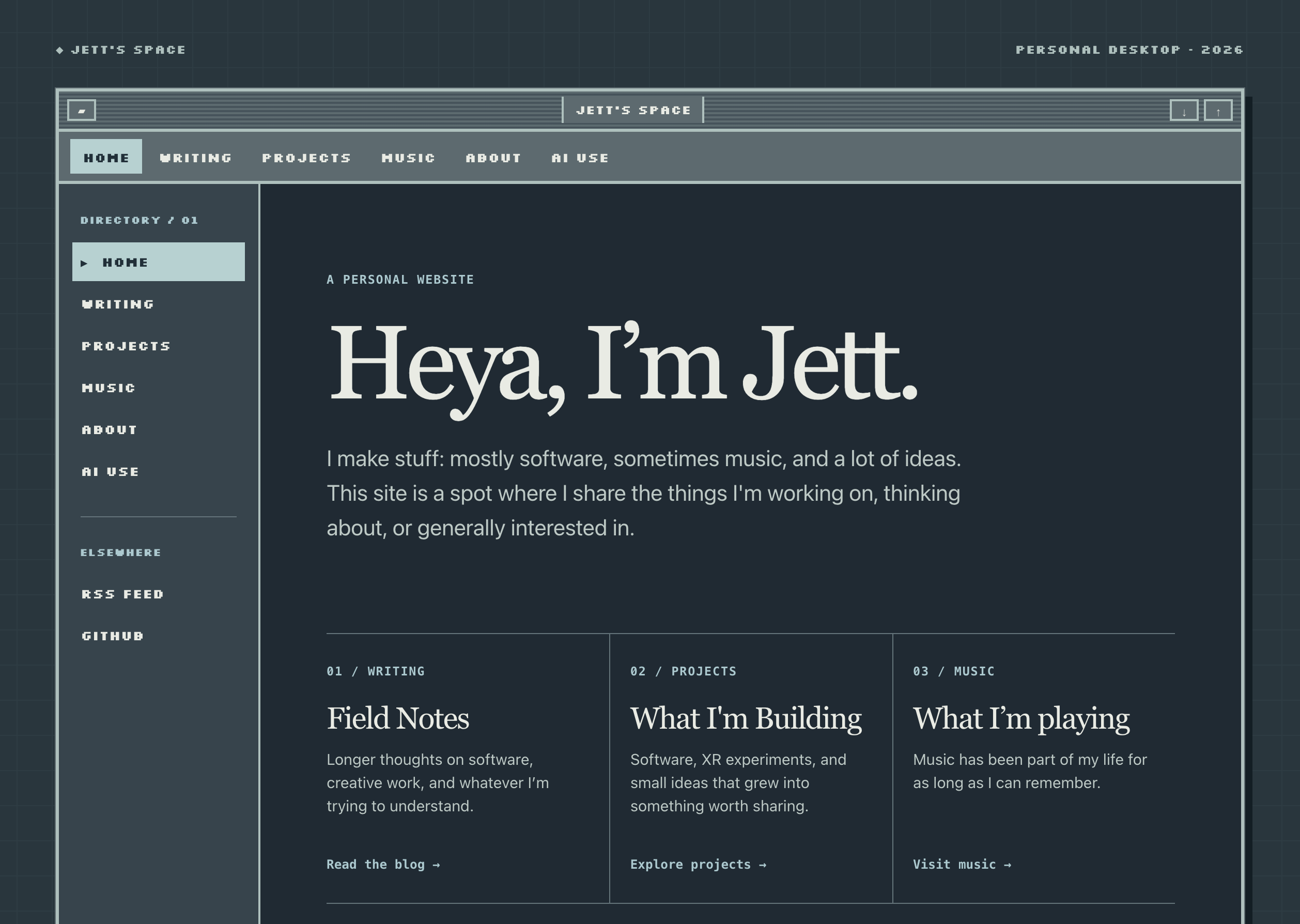 Screenshot of Jett's current site